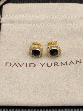 David Yurman earrings square diamond earrings black diamond